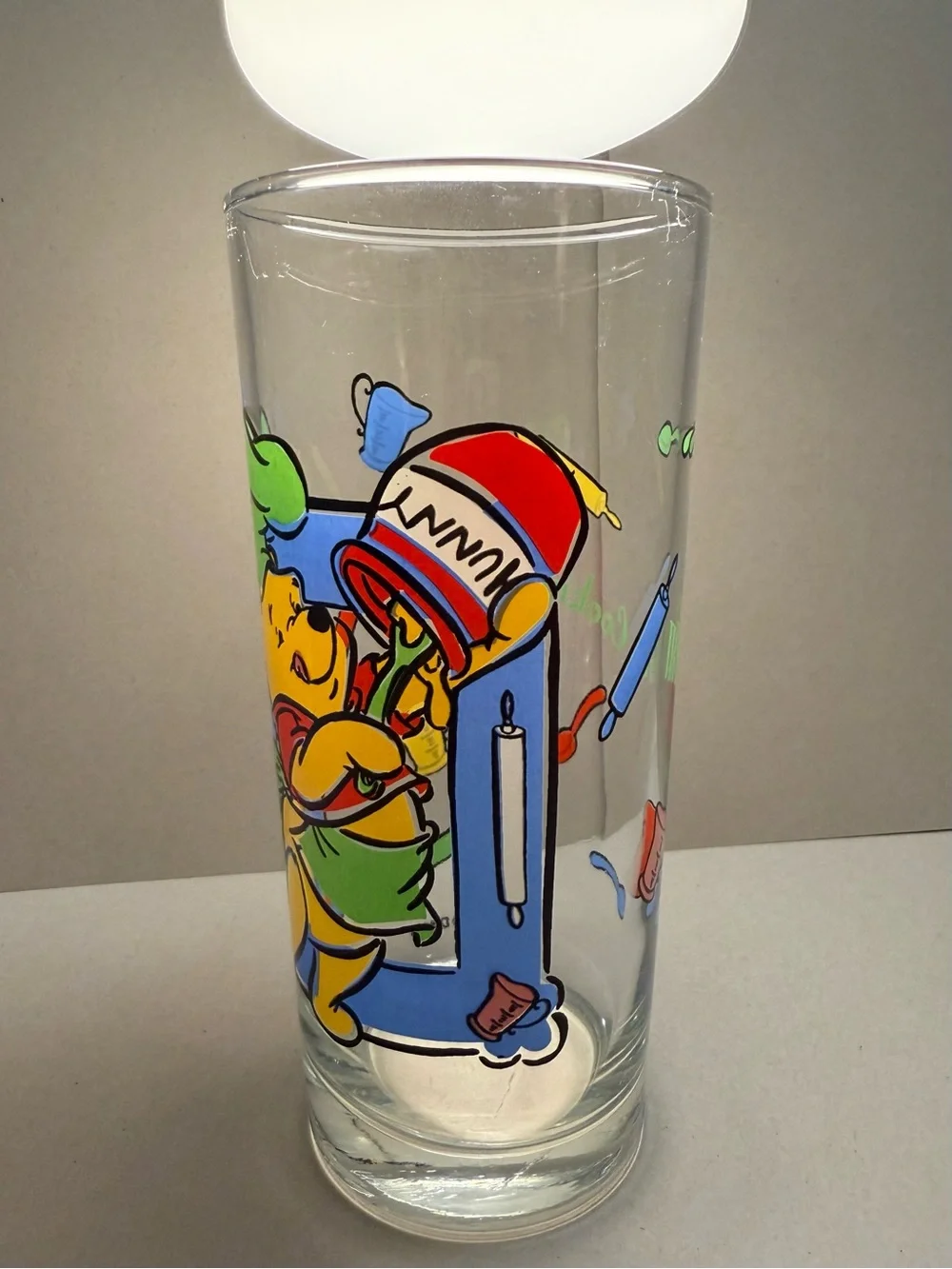 Vintage Disney Winnie the Pooh Blue Cartoon Glass Tumbler - Set of 2